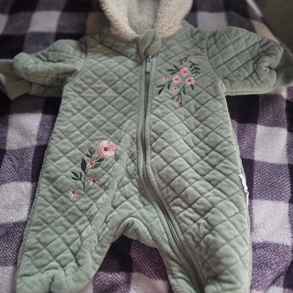 Tahari Other - Tahari Quilted Sage One Piece with Pink Floral Design